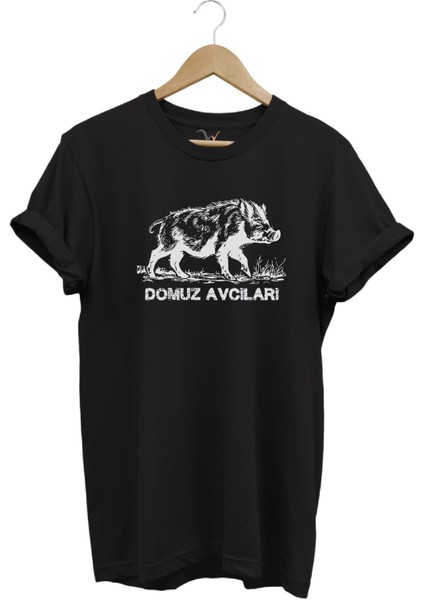 Avcılık Hunter Domuz Avcıları Baskılı Domuz Avı %100 Pamuk Regular Fit T-Shirt