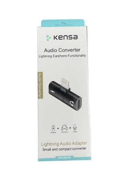 Çoğaltıcı Adaptör - Aynı Anda Müzik ve Şarj - Lightning Uyumlu 2x Lightning Girişli Çözüm - Şık ve Dayanıklı Tasarım - Siyah modelleri