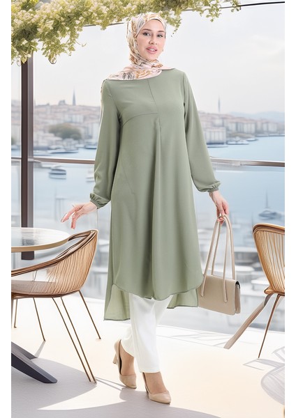 Çerçeve Detaylı Uzun Tunik 4105-06 Haki
