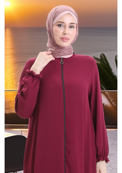 Fermuarlı Mevlana Ferace 4106-05 Bordo fırsatları
