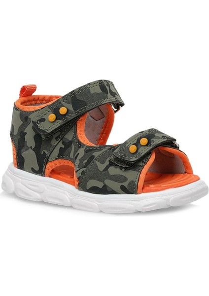 Haki Kamuflaj Desenli Metal Detaylı Cırtlı Bebek Sandalet Ayakkabı