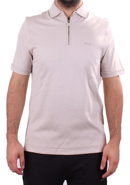 Twister 2298 Bej Günlük Kısa Kol Normal Kesim Pamuklu Fermuarlı Polo Yaka Erkek Tişört fiyatları