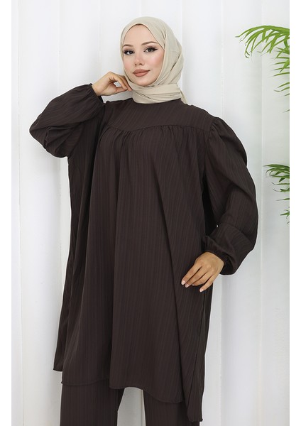 Büzgülü Tunik Pantolon Ikili Takım 2089-06 Acı Kahve fırsatları