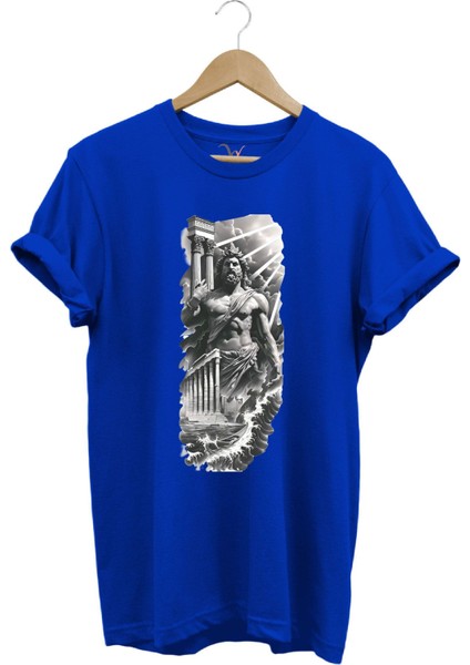 Yunan Mitolojisi Parthenon Zeus Baskılı Minimal Regular Fit %100 Pamuk T-Shirt