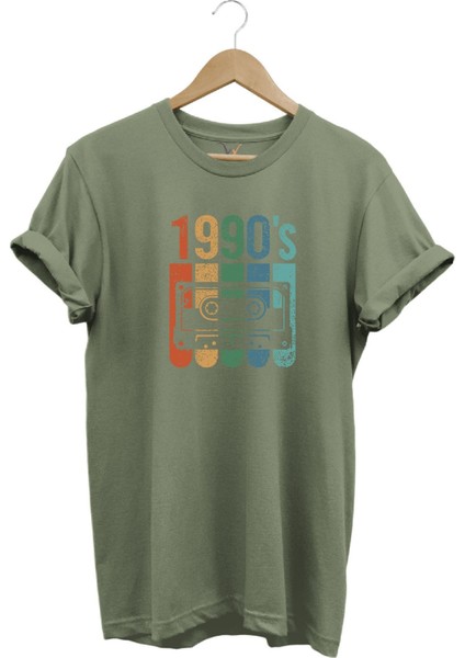 Vintage Retro 1990'S Baskılı Kaset %100 Pamuk Regular Fit Bisiklet Yaka T-Shirt