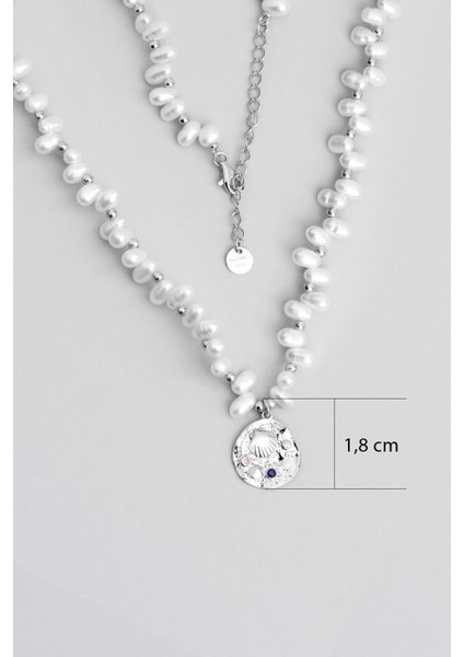 Deniz Kabuğu 18 Ayar Beyaz Altın Kaplama 45 cm Gümüş Inci Kolye modelleri