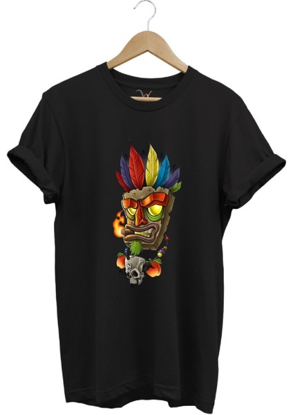 Grafiti Desenli Kızılderili Baskılı Dövme Temalı Regular Fit %100 Pamuk T-Shirt
