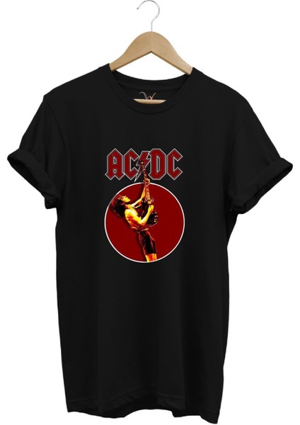 Rock Müzik Grubu Ac Dc Poster Baskılı Regular Fit %100 Pamuk T-Shirt