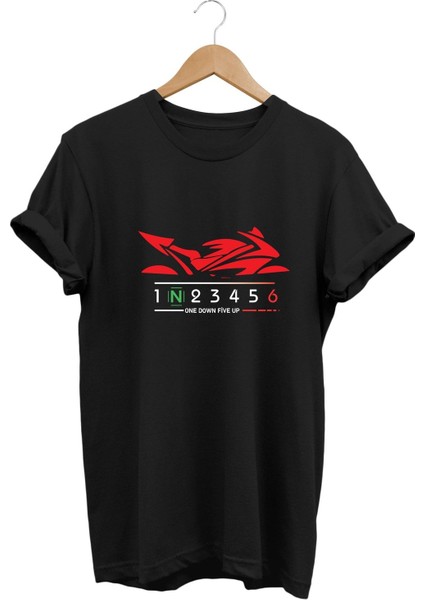 Red Racing Motor - Kırmızı Yarış Motorsikleti Baskılı Tshirt