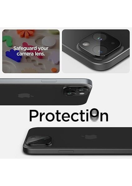 iPhone 15 / 15 Plus / 14 / 14 Plus Kamera Lens Camı Koruyucu Glas.tr Optik (2 Adet) Black - AGL06917