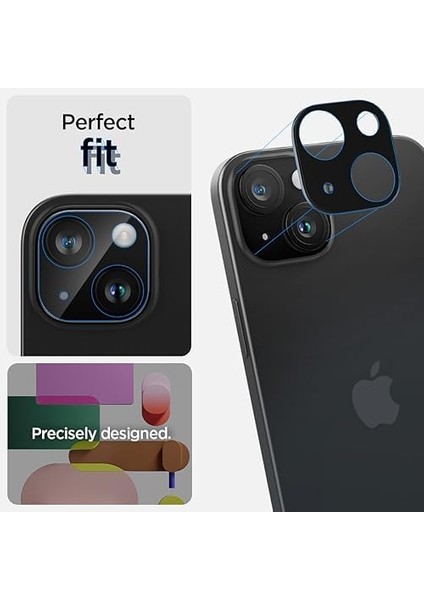 iPhone 15 / 15 Plus / 14 / 14 Plus Kamera Lens Camı Koruyucu Glas.tr Optik (2 Adet) Black - AGL06917