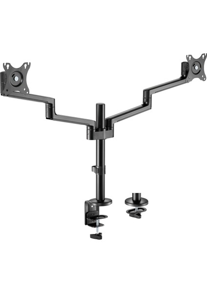 Çift Kol Monitör Tutucu 17" - 32" Ekranlar Için Her Biri 8kg Taşıyabilir, LCD LED Monitör Tutucu Vesa Monitör Kolları, Eğilebilir Döndürülebilir Kablo Kılavuzlu Ergonomik Ekran Tutucu