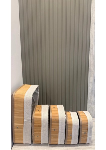 5 Parça Kare Dizayn Hasır Sepet Seti Çok Amaçlı