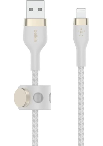 Boostcharge Pro Flex Örgülü USB Tip A - Yıldırım Kablosu (2m/6,6ft), Mfi Sertifikalı Şarj Kablosu - Beyaz