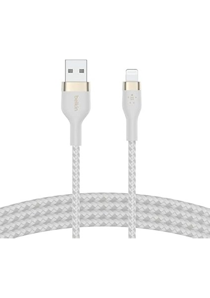 Boostcharge Pro Flex Örgülü USB Tip A - Yıldırım Kablosu (2m/6,6ft), Mfi Sertifikalı Şarj Kablosu - Beyaz fiyatları