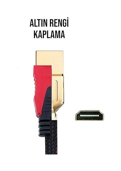 HDMI To HDMI Kablo Full Hd 1080P (Kaliteli Örgülü Kablo) (10 Metre)