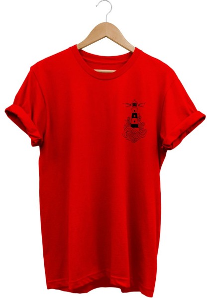 Deniz Feneri Baskılı T-Shirt %100 Pamuk Dijital Baskılı Tişört