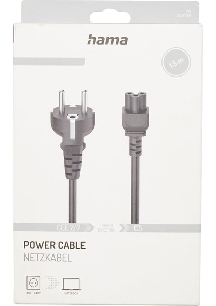 Güç Kablosu Notebook Adaptörü Siyah 1.5m