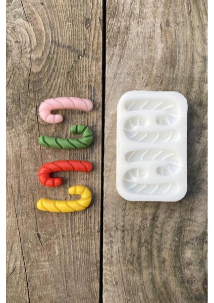 Baston Şeker Mini Dörtlü Mum Kalıbı ( Silikon ) 1 Adet