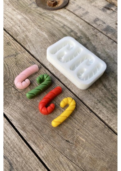 Baston Şeker Mini Dörtlü Mum Kalıbı ( Silikon ) 1 Adet