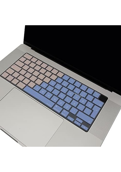Macbook Air Pro M1-M2-M3, Klavye Kılıfı (Türkçe Q) R.powder A2681 A3113, A2941 A3114, A2442 A2779 A2992 A2918, A2485 A2780 A2991 ile Uyumlu Mavi Pembe