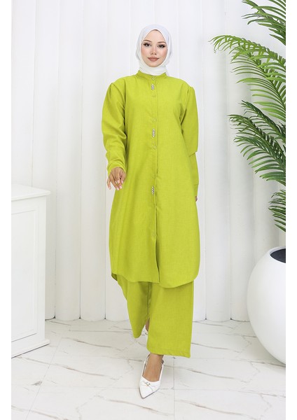 Taşlı Tunik Pantolon Ikili Takım 2090-04 Yağ Yeşili fiyatları