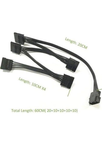Plus PX-4355 Molex To Sata Kablo, Psu Sata Çoklayıcı, 5 Port Sata Power Çoklayıcı, 60CM Uzunluk fiyatları