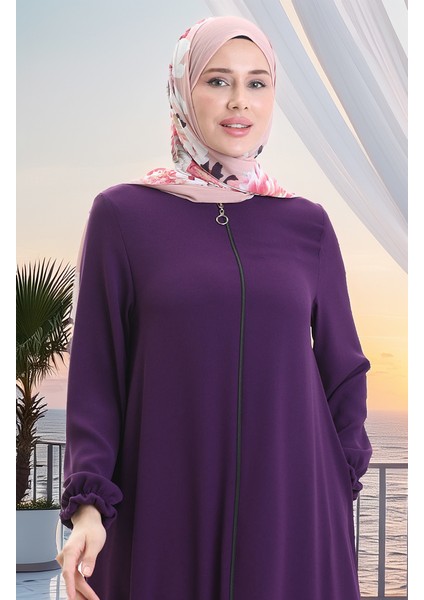 Fermuarlı Mevlana Ferace 4106-06 Mürdüm modelleri