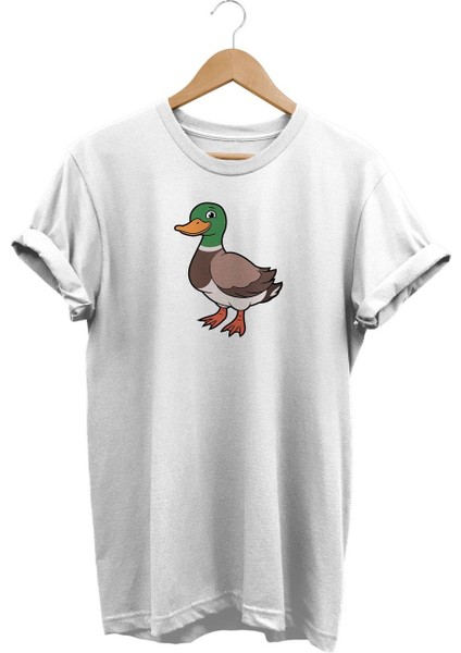Yeşil Başlı Ördek Baskılı T-Shirt