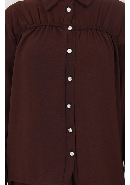 Aerobin Kumaş Gömlek Etek Ikili Takım 2082-01 Kahverengi fırsatları