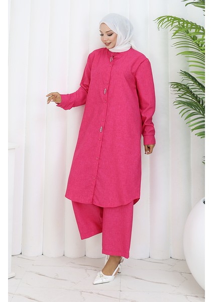 Taşlı Tunik Pantolon Ikili Takım 2090-01 Fuşya fiyatları