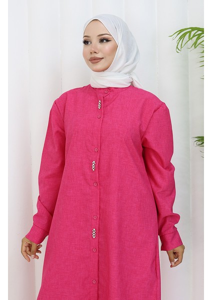Taşlı Tunik Pantolon Ikili Takım 2090-01 Fuşya modelleri