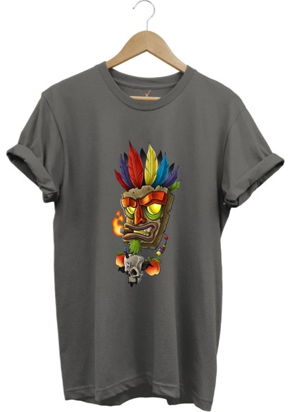 Grafiti Desenli Kızılderili Baskılı Dövme Temalı Regular Fit %100 Pamuk T-Shirt