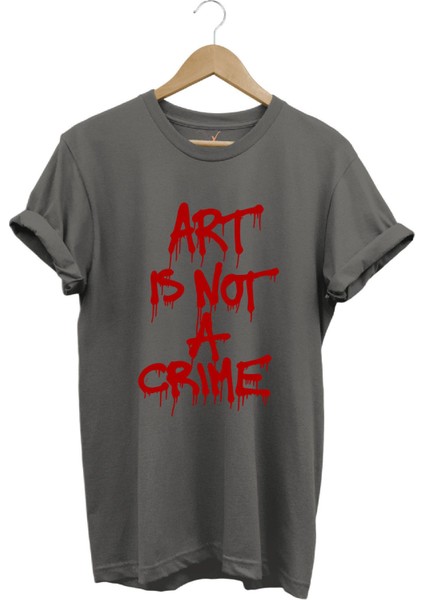 Sanat Suç Değildir Tasarım Baskılı Regular Fit %100 Pamuk Bisiklet Yaka Premium Tişört