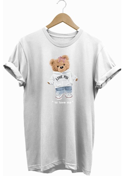 I Love You Bear Baskılı Tshirt