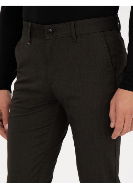 Erkek Haki Slim Fit Kanvas Pantolon 50259435-VR027