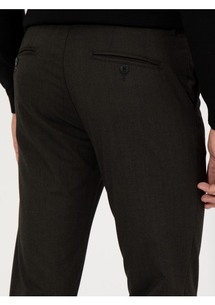 Erkek Haki Slim Fit Kanvas Pantolon 50259435-VR027