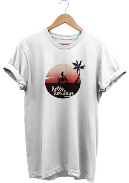 Hello Holiday Baskılı T-Shirt