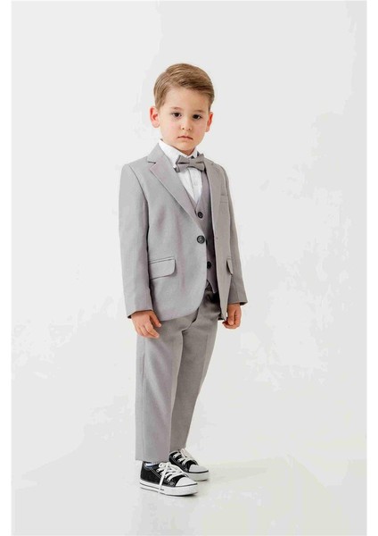 Mini Gentleman Erkek Çocuk Takım Elbise - 5 Parça (Ceket, Yelek, Gömlek, Pantolon, Papyon) fırsatları