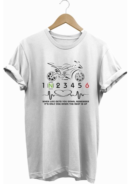 Hearth Beat Love Racing Motor Baskılı Tshirt