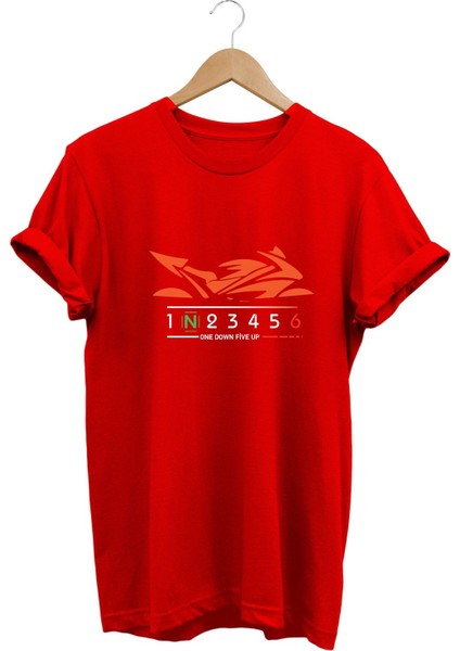 Orange Racing Motor - Turuncu Yarış Motorsikleti Baskıl Tshirt