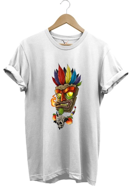 Grafiti Desenli Kızılderili Baskılı Dövme Temalı Regular Fit %100 Pamuk T-Shirt