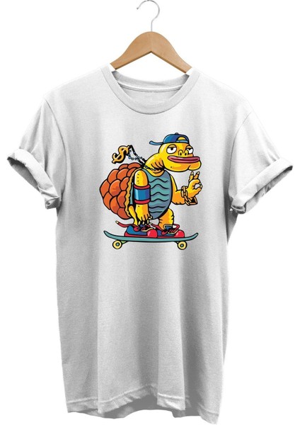 Charismatic Skater Turtle - Karizmatik Kaykaycı Kaplumbağa Baskılı Tshirt
