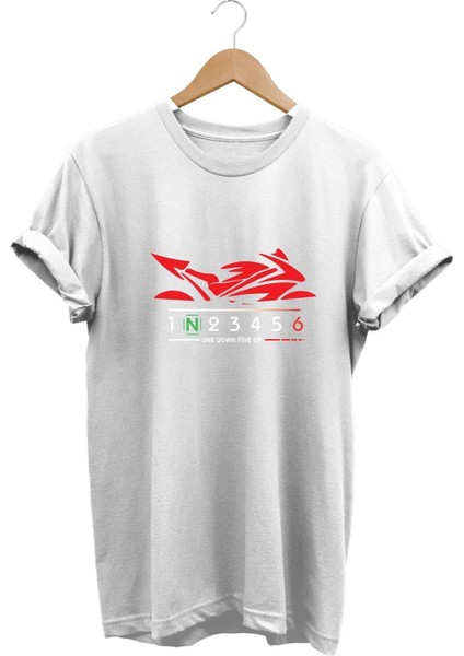 Red Racing Motor - Kırmızı Yarış Motorsikleti Baskılı Tshirt