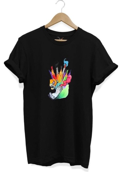 Fırça Baskılı T-Shirt