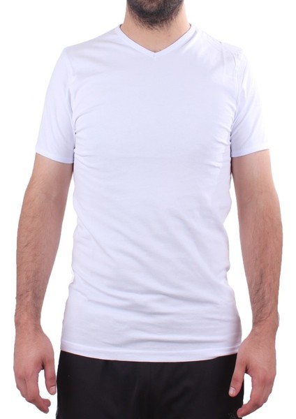 2302 Beyaz Günlük Pamuklu Basıc V Yaka Erkek Tişört fiyatları