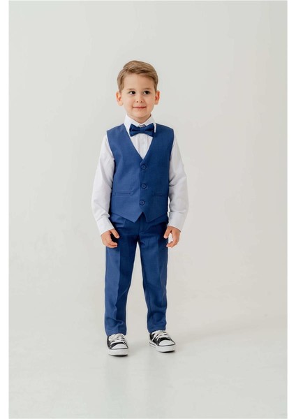 Mini Gentleman Erkek Çocuk Takım Elbise - 5 Parça (Ceket, Yelek, Gömlek, Pantolon, Papyon) indirimleri
