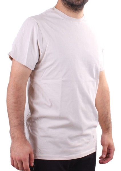 2300 Bej Günlük Pamuklu Basıc Bisiklet Yaka Erkek Tişört