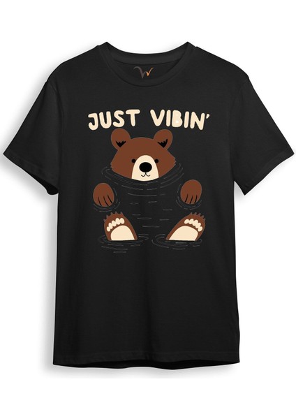 Just Vibin Sevimli Ayıcık Baskılı Regular Fit %100 Pamuk T-Shirt