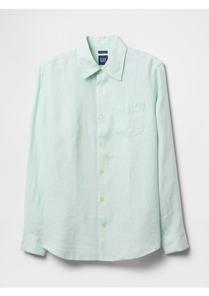 Erkek Yeşil Keten Klasik Gömlek fiyatları